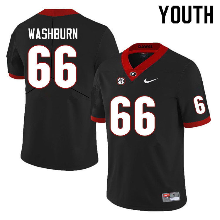 Georgia Bulldogs Youth Jonathan Washburn #66 Black Anniversary Stitched College UGA Football Jersey 23RO010SX